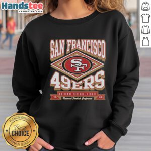 Premium San Francisco 49ers heater sweatshirt in red, featuring team logo and cozy design for fans and cold weather.