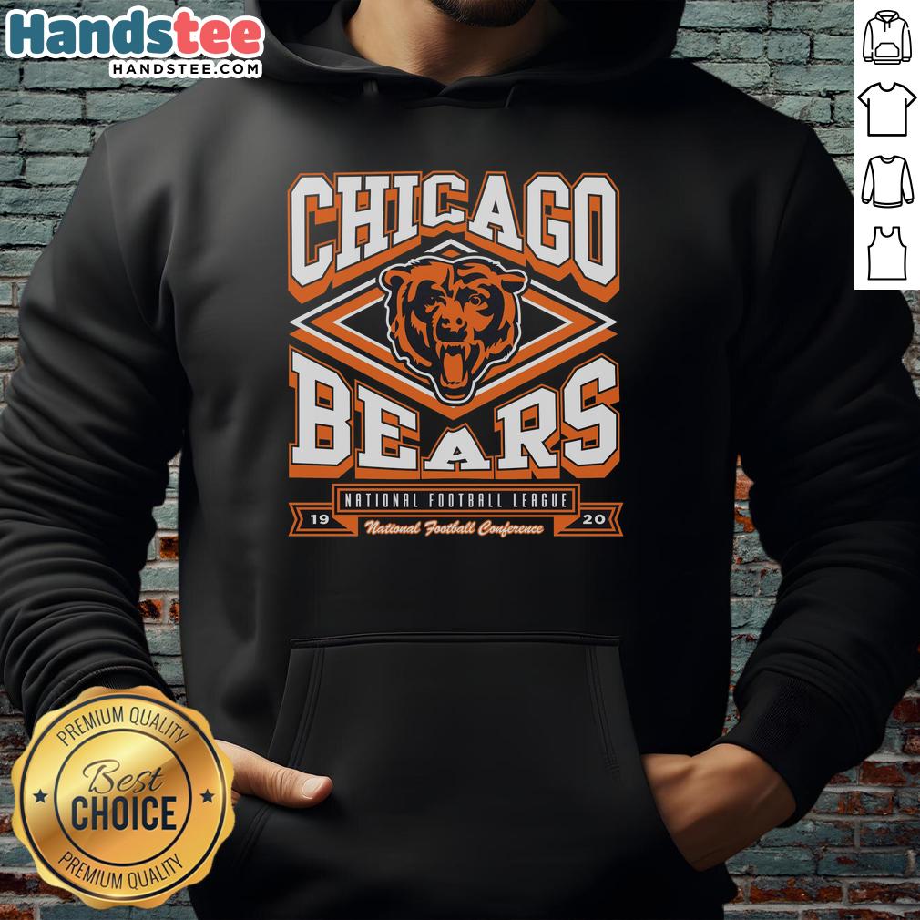 Alt Text: Chicago Bears Heater Hoodie in navy blue, featuring the team's logo and warm fleece material, perfect for game days.