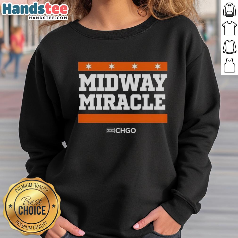 Alt Text: Cozy Top Chicago Bears Midway Miracle sweatshirt featuring team colors and logo, perfect for game day wear.