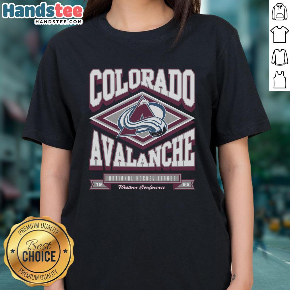 Top Colorado Avalanche Heater Ladies Tee featuring vibrant team colors and logo for passionate hockey fans.