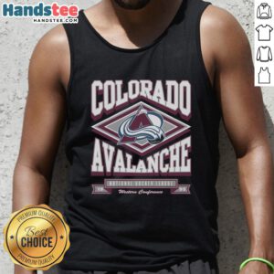Top Colorado Avalanche heater tank top featuring vibrant team colors and logo, perfect for fans and summer wear.