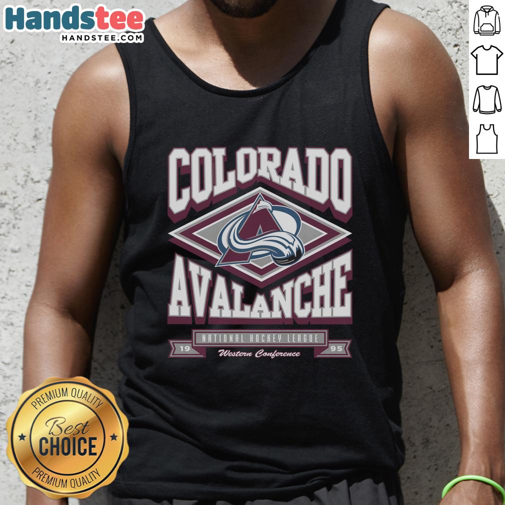 Top Colorado Avalanche heater tank top featuring vibrant team colors and logo, perfect for fans and summer wear.