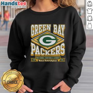 Alt Text: Cozy Top Green Bay Packers heater sweatshirt in green and gold, perfect for staying warm during game day.