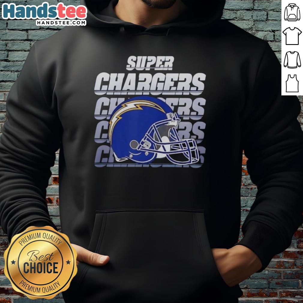 Top Los Angeles Chargers football Super Chargers helmet hoodie featuring vibrant team colors and logo for fans.