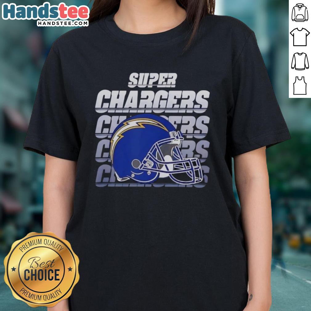 Ladies tee featuring the Los Angeles Chargers Super Chargers helmet design, perfect for football fans.