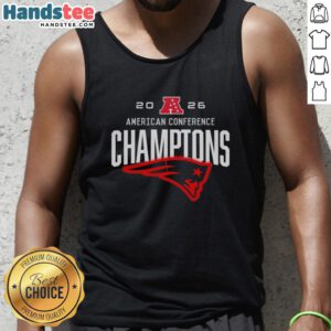 Awesome New England Patriots American Conference Champions 2026 big logo tank top featuring bold team colors and design.