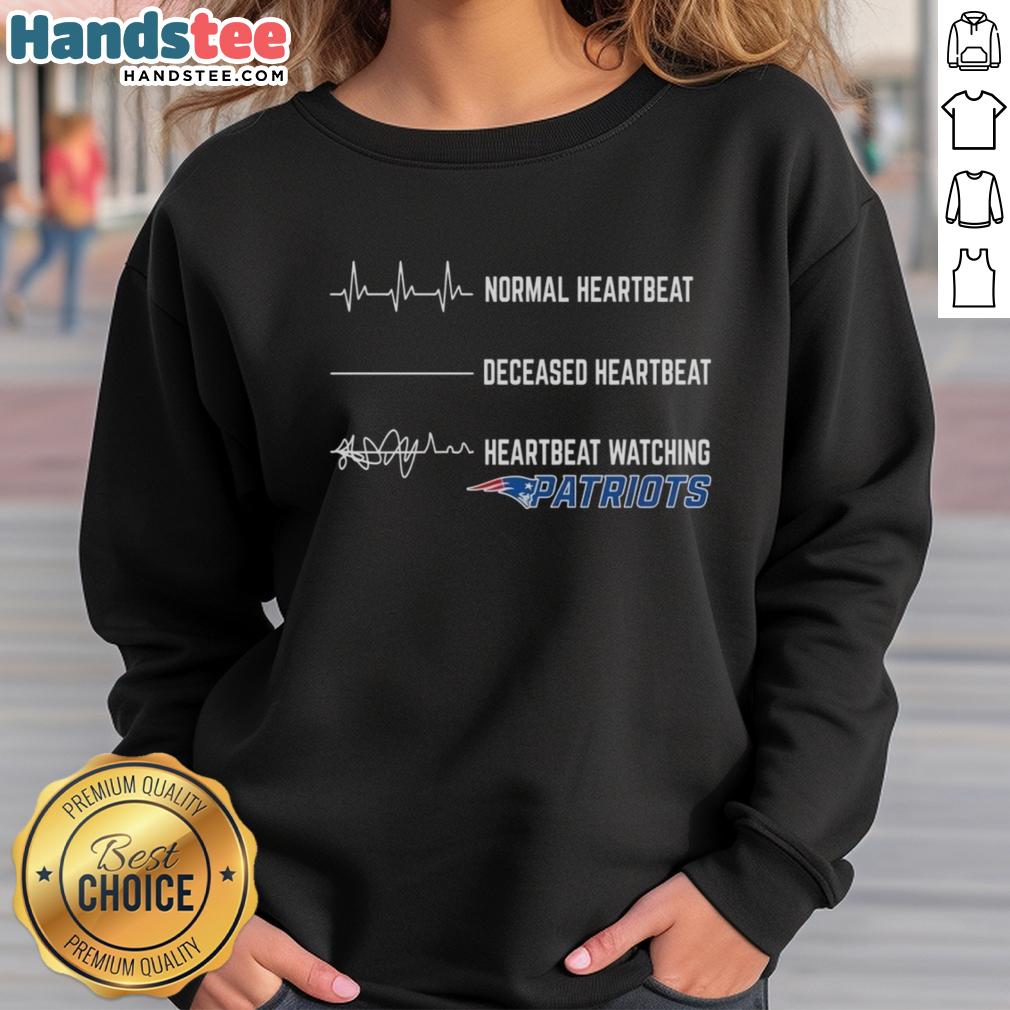 Awesome New England Patriots sweatshirt design featuring heartbeat graphics for fans, perfect for game day wear.