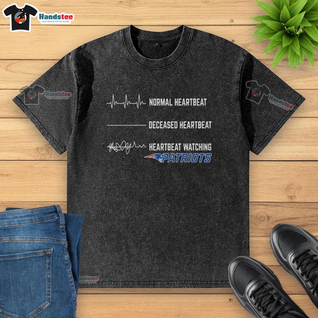 Awesome New England Patriots heartbeat t-shirt design featuring a normal and deceased heartbeat graphic.