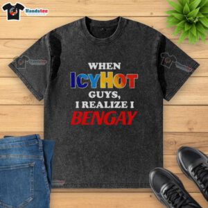 Alt Text: Awesome IcyHot guys in a humorous Bengay washed T-shirt, showcasing a fun blend of fitness and comedy.