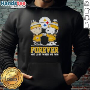 Alt Text: Cute Peanut Snoopy and Charlie Brown hoodie for Pittsburgh Steelers fans, celebrating team spirit all year round.