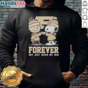 Alt Text: Cute Peanut Snoopy and Charlie Brown on a Purdue Boilermakers hoodie, celebrating team spirit forever, not just in victory.