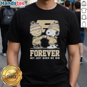 Cute Peanut Snoopy and Charlie Brown on Purdue Boilermakers Forever T-Shirt, perfect for fans celebrating school spirit.