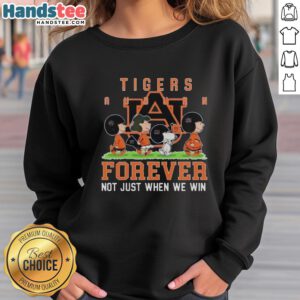 Alt Text: Cute Peanuts Auburn Tigers Forever sweatshirt featuring fun design, perfect for fans celebrating team spirit.