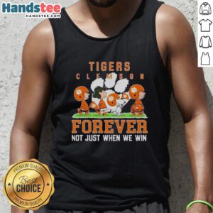 Alt Text: Cute Clemson Tigers Forever tank top featuring playful peanuts design, perfect for fans celebrating every game day.