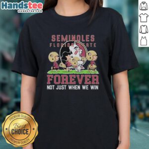 Alt Text: Cute Peanuts Florida State Seminoles Forever tee for ladies, showcasing team spirit beyond just game day.