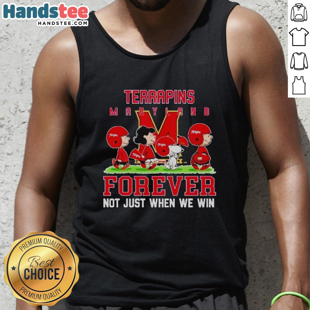 Adorable Maryland Terrapins tank top featuring 'Cute Peanuts Forever' slogan, perfect for fans celebrating every game.