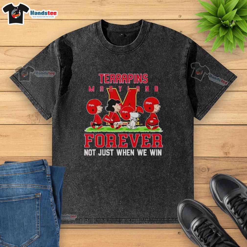 Cute Peanuts Maryland Terrapins Forever t-shirt featuring playful design, perfect for fans celebrating team spirit.