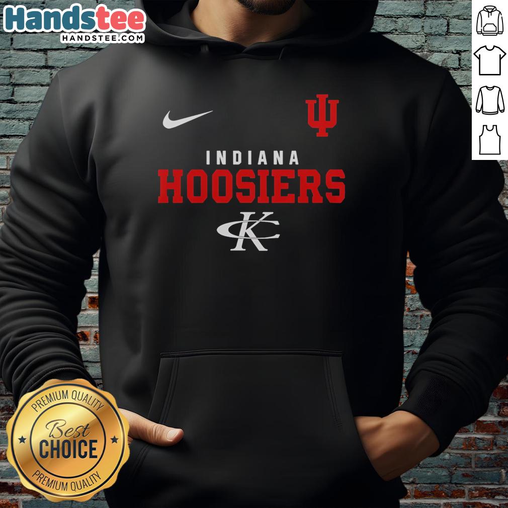 Funny Indiana Hoosiers NCAA No Shoes Nation Go Big Red Hoodie worn by fan at a game, showcasing team spirit and humor.