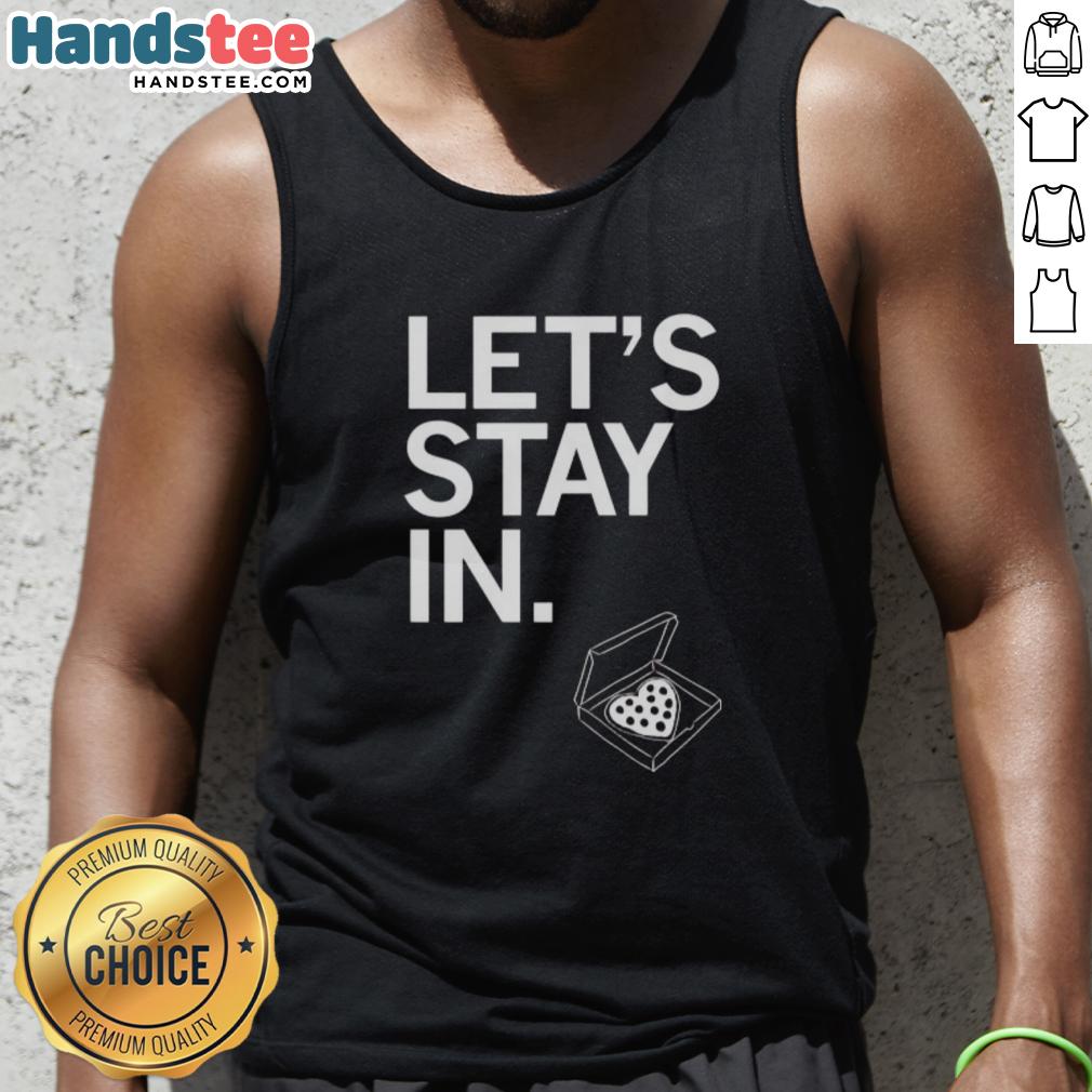 Funny Let's Stay In Pizza Heart Tank Top featuring a playful pizza graphic, perfect for pizza lovers and cozy nights in.