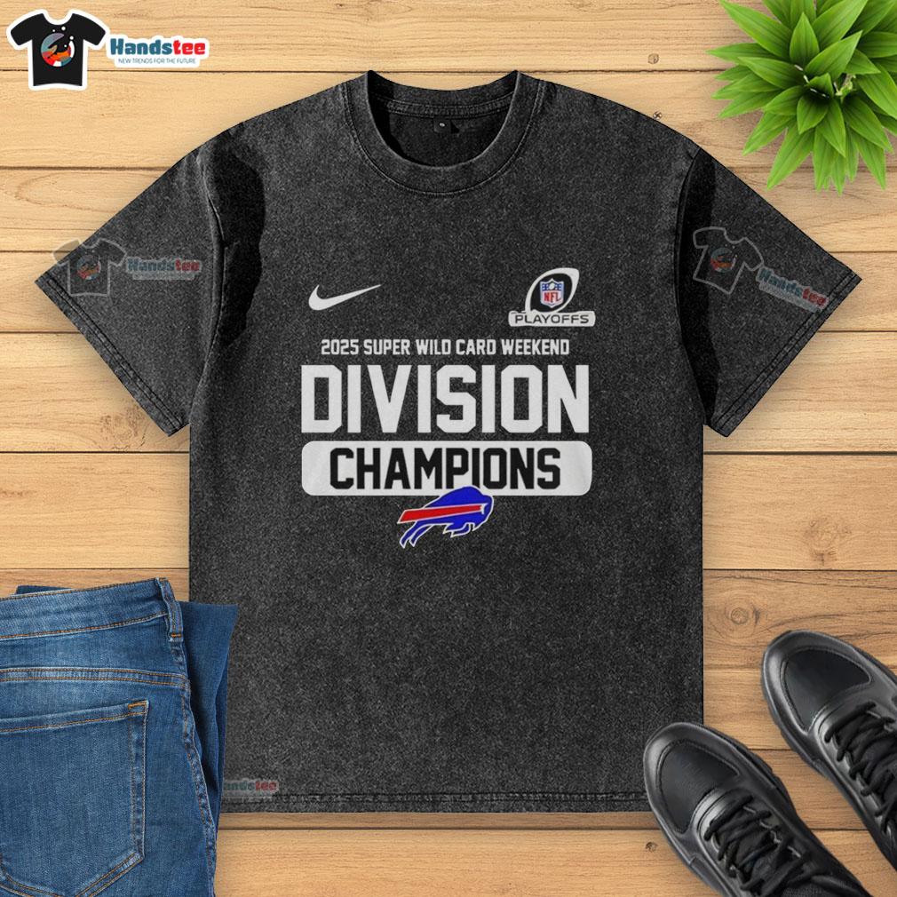 Good Buffalo Bills 2025 Super Wild Card Weekend Division Champions washed t-shirt showcasing team pride and victory.