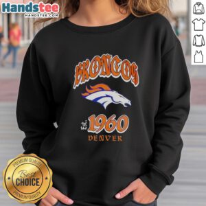 Good Denver Broncos helmet graphic on a relaxed-fit sweatshirt, perfect for fans showing team spirit and style.