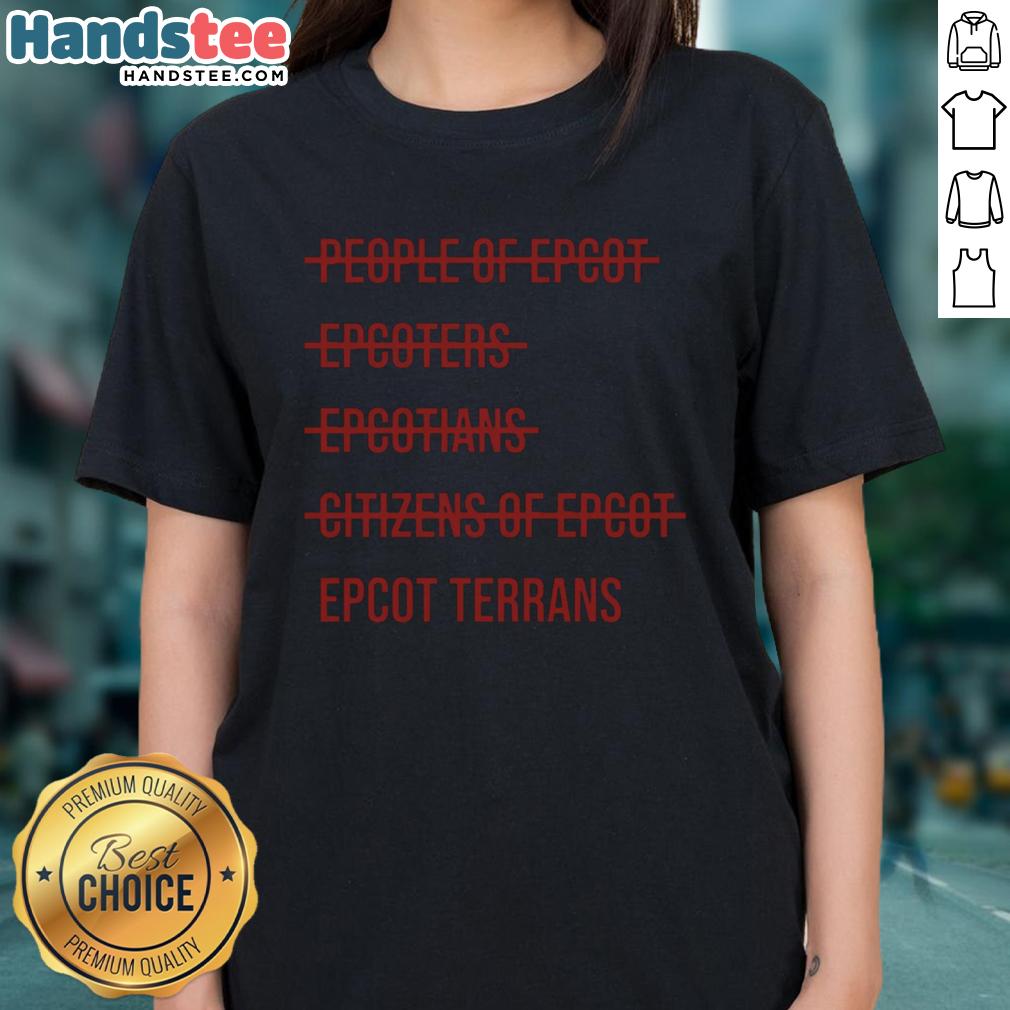 Good Epcot Terrans Ladies Tee featuring vibrant graphics and comfortable fit, perfect for Disney fans and park visits.