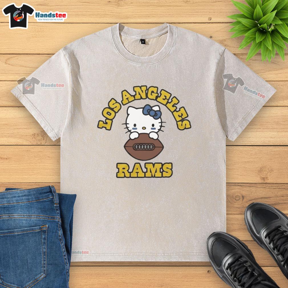 Good Hello Kitty X Los Angeles Rams football washed t-shirt featuring a playful design perfect for fans and collectors.