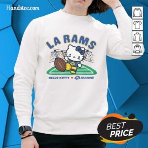 Good Hello Kitty X Los Angeles Rams Kickoff Sweatshirt featuring a playful design and team colors for fans.