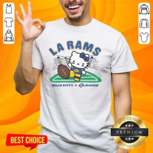 Good Hello Kitty X Los Angeles Rams Kickoff T-Shirt featuring a playful design perfect for NFL fans and Hello Kitty lovers.