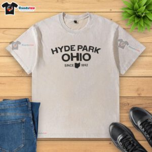 Good Hyde Park Ohio Since 1892 washed t-shirt featuring a vintage design and comfortable fit for casual wear.