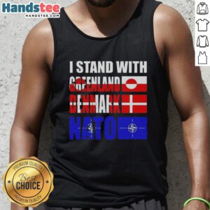 Good I Stand With Greenland Denmark NATO tank top featuring a bold graphic design promoting Greenland's autonomy.