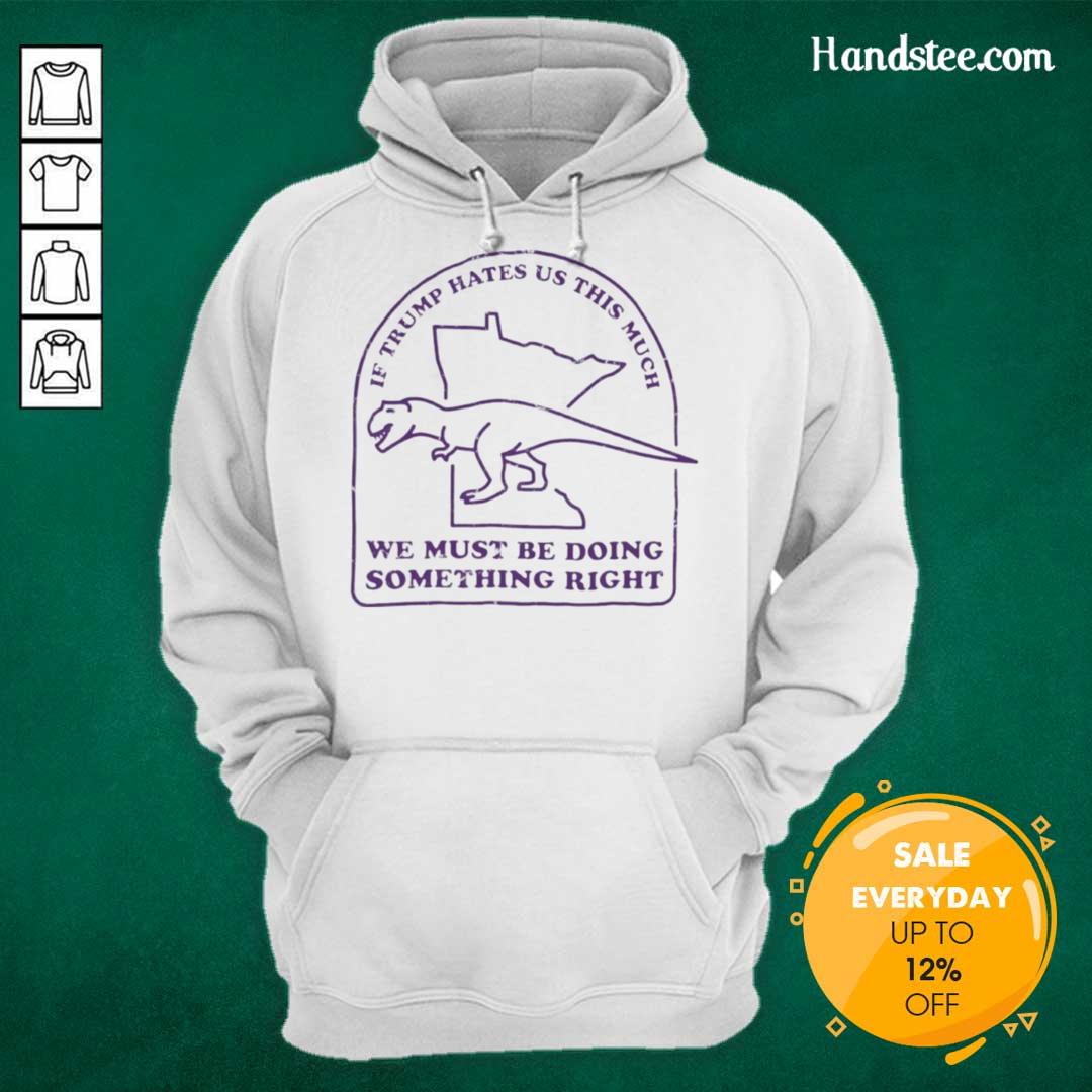 Good If Trump Hates Us This Much We Must Be Doing Something Right hoodie, showcasing a bold political statement.