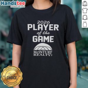 Good McInturf Realty 2026 Player of the Game Ladies Tee showcasing vibrant design and team spirit.