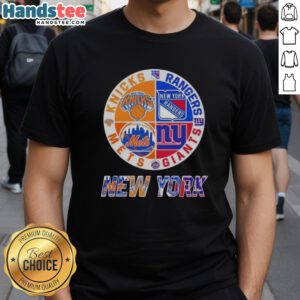 Good New York City Sports T-Shirt featuring Knicks, Rangers, Giants, and Mets logos in a stylish design.