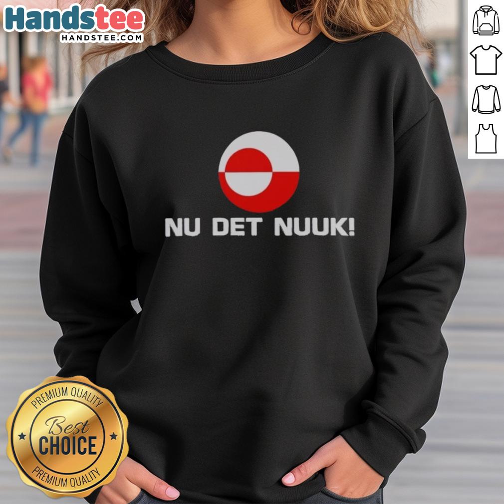 Good Nu Det Nuuk Greenland flag sweatshirt featuring vibrant colors and a stylish design, perfect for casual wear.