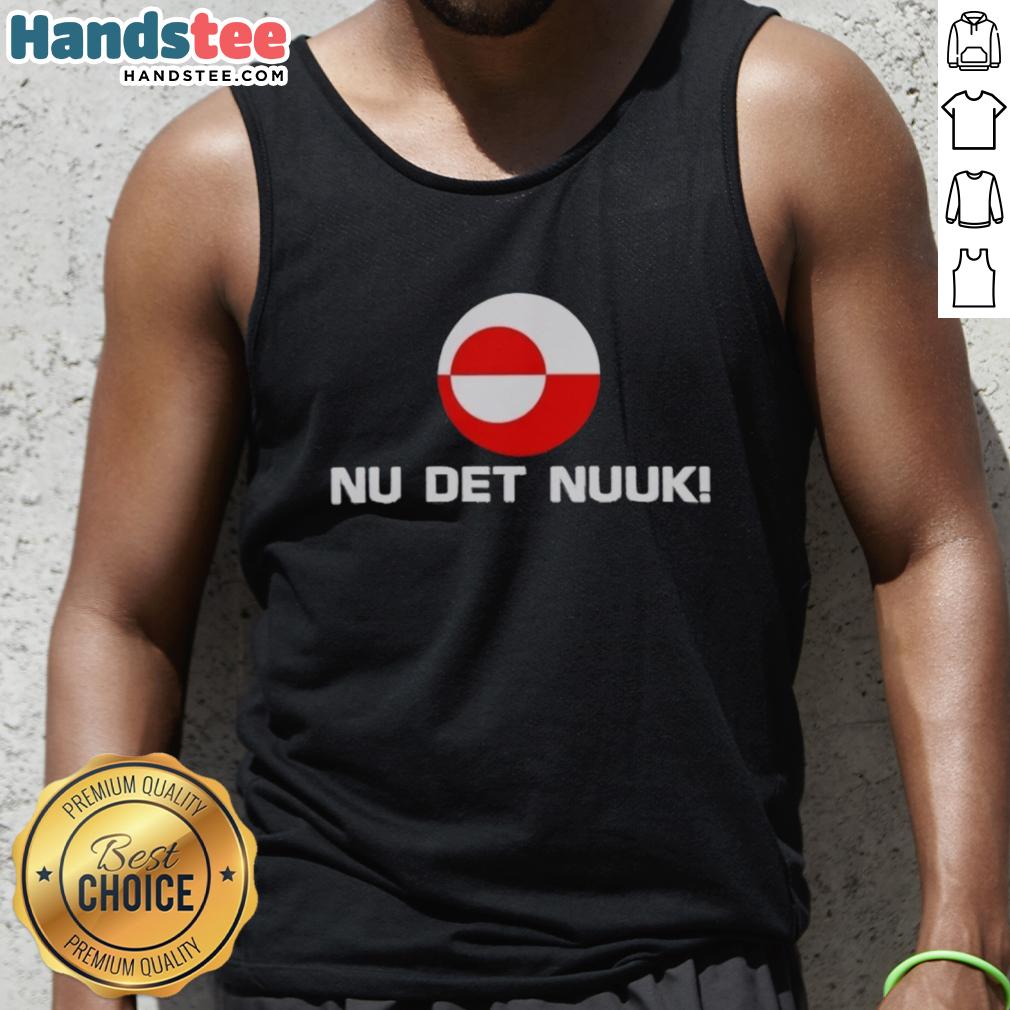 Good Nu Det Nuuk Greenland Flag Tank Top featuring vibrant colors and a stylish design, perfect for summer wear.