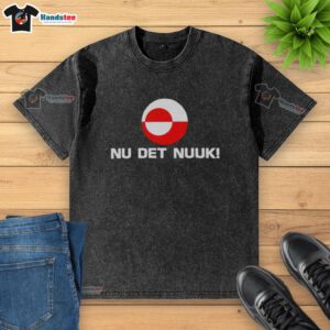 Good Nu Det Nuuk Greenland flag washed t-shirt in vibrant colors, showcasing a stylish and comfortable design for fans.