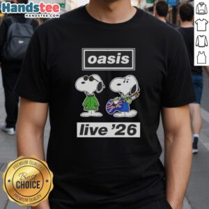 Alt Text: Good Oasis Live 26 Snoopy T-Shirt featuring a colorful Snoopy graphic on a stylish tee, perfect for fans.