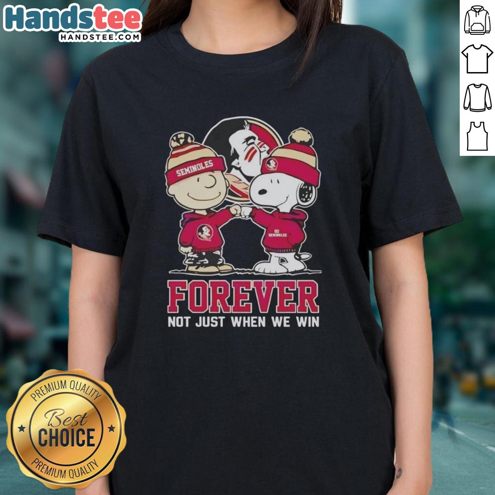 Good Peanut Snoopy and Charlie Brown Florida State Seminoles Forever tee for ladies, perfect for fans celebrating all wins.