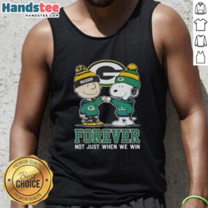 Good Peanut Snoopy and Charlie Brown Green Bay Packers Forever tank top, perfect for fans celebrating all season long.