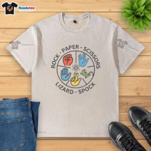 Good Rock Paper Scissors washed t-shirt featuring a playful graphic design in a soft, comfortable fabric.