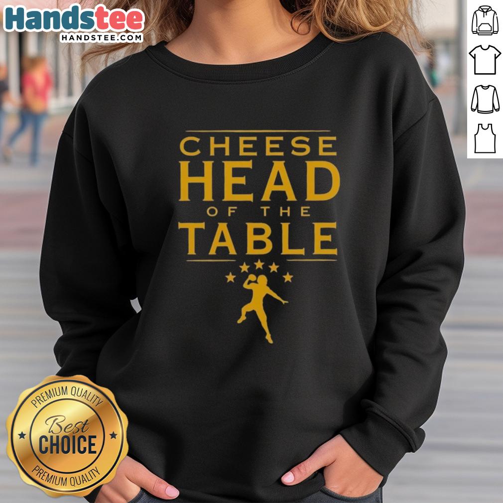 Alt Text: Good Roman Reigns Cheese Head of the Table Green Bay Packers sweatshirt showcasing fandom and style.
