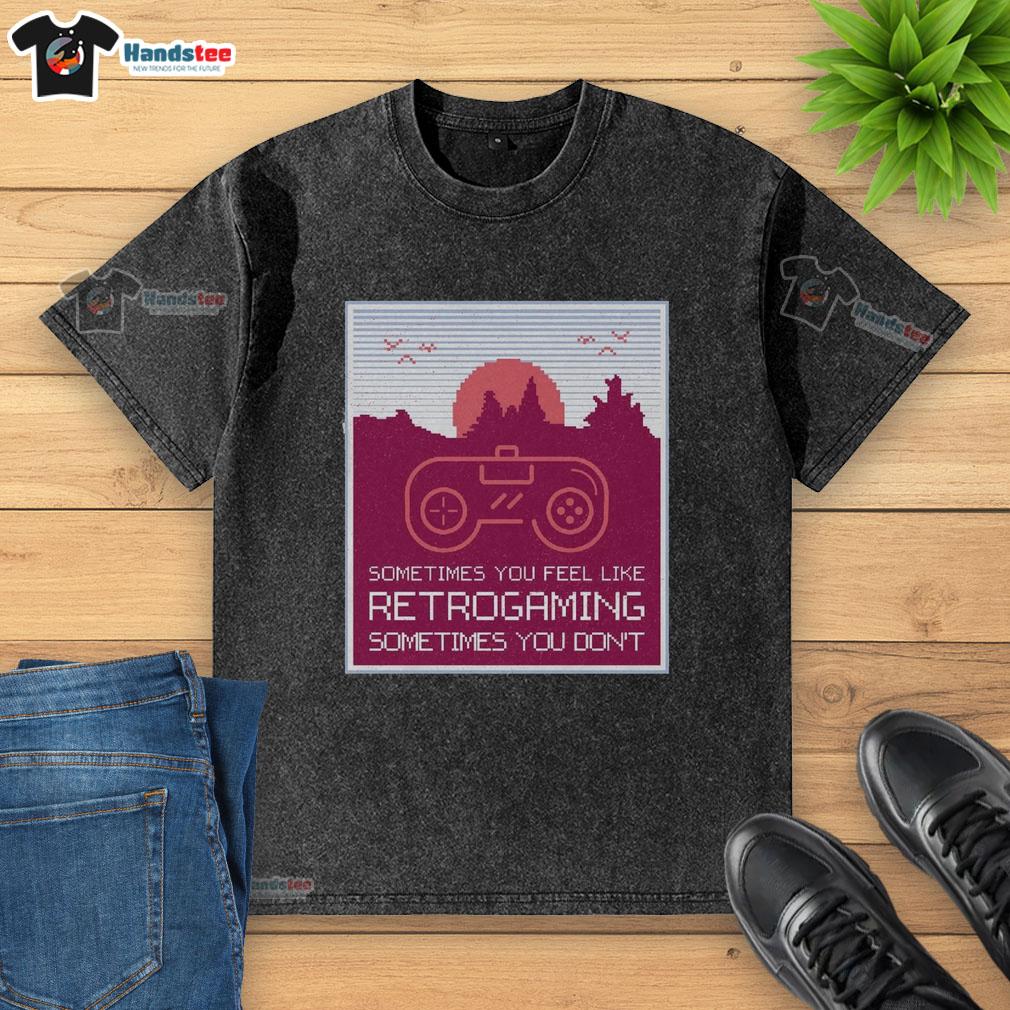 Retro gaming-themed washed t-shirt featuring 'Good Sometimes You Feel Like Retro Gaming' design, perfect for gamers.