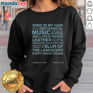 Model wearing a Good Wind In My Hair Shifting And Drifting Mechanical 2026 sweatshirt in a vibrant outdoor setting.