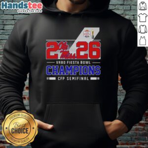 Happy Ole Miss Rebels 2026 Vrbo Fiesta Bowl Champions CFP Semifinal Hoodie celebrating team victory and fan spirit.