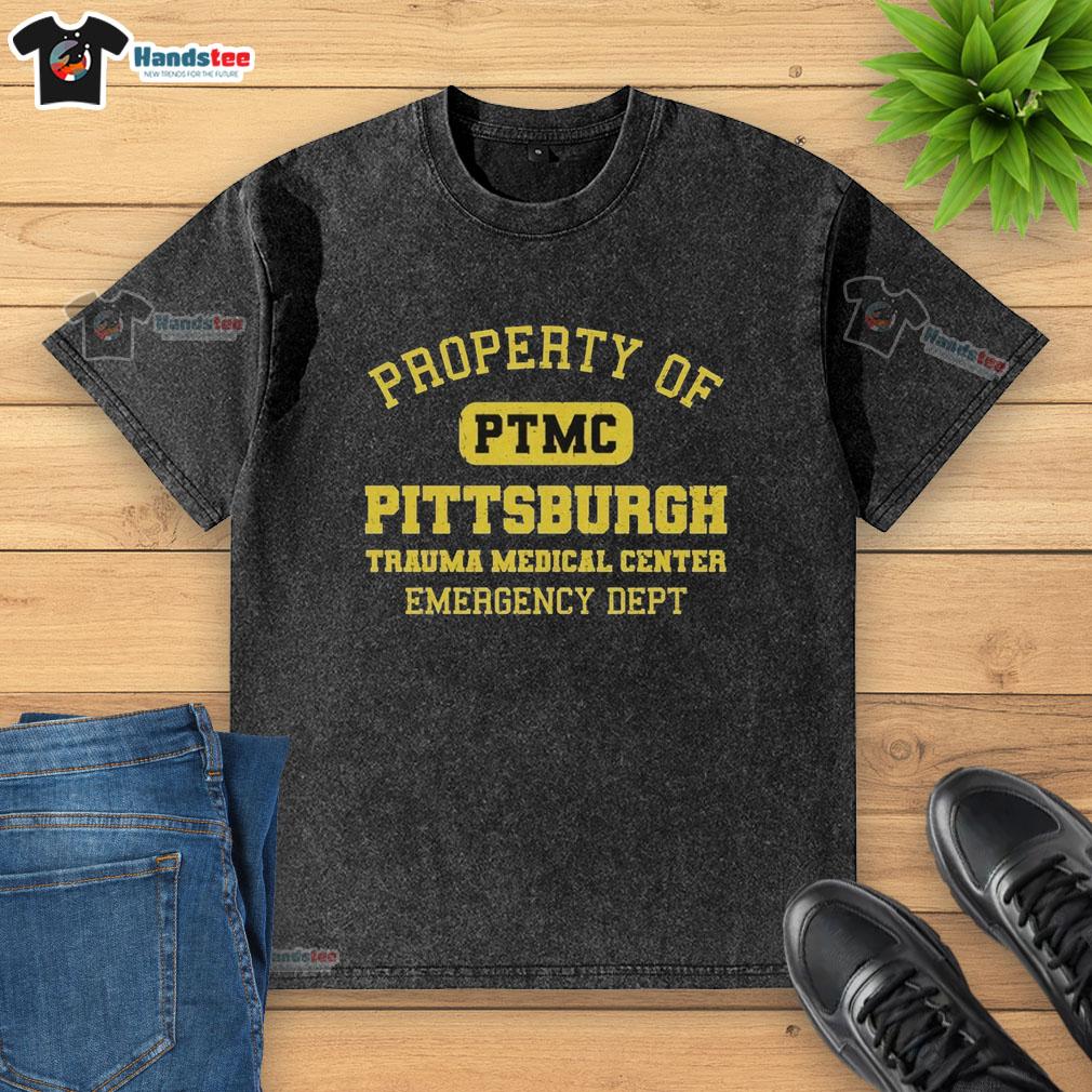 Washed t-shirt featuring the logo of PTMC Pittsburgh Trauma Medical Center Emergency Dept, a hot property item.