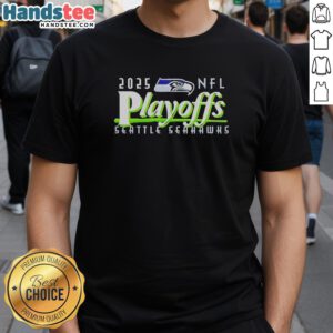 Hot Seattle Seahawks 2025 NFL Playoffs logo T-shirt featuring vibrant team colors and bold graphic design.