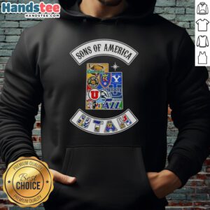 Hot Son of America Utah Map Sports Logos Combine Hoodie featuring vibrant graphics and a stylish design for fans.