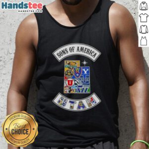 Hot Son of America Utah map sports logos combine tank top featuring vibrant graphics and stylish design for fans.