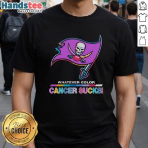 Hot Tampa Bay Buccaneers Football 'Cancer Sucks' T-Shirt in vibrant colors, perfect for fans supporting cancer awareness.